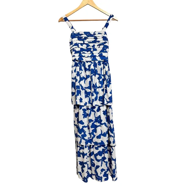 Abercrombie & Fitch Emerson tiered‎ maxi blue white dress XS Sleeveless - Image 2