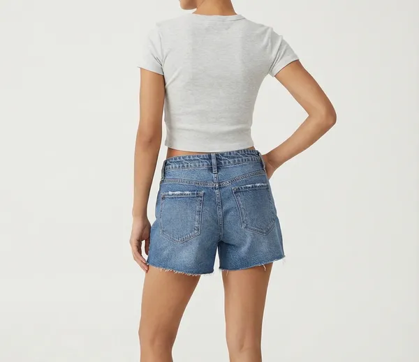 Vervet Cynical Frayed Denim Short - Image 2
