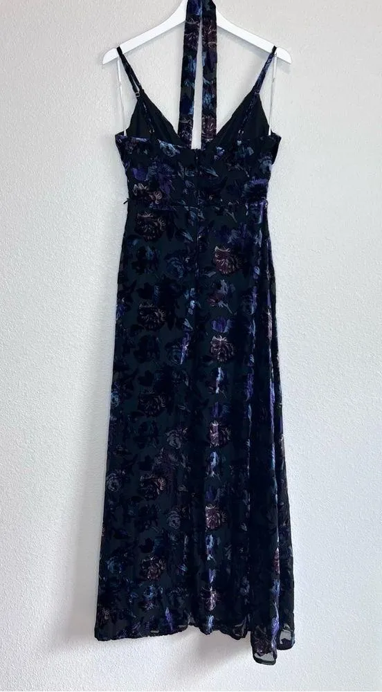 Lulus Pretty Companion Black Floral Velvet Burnout Maxi Dress Size Medium - Image 4