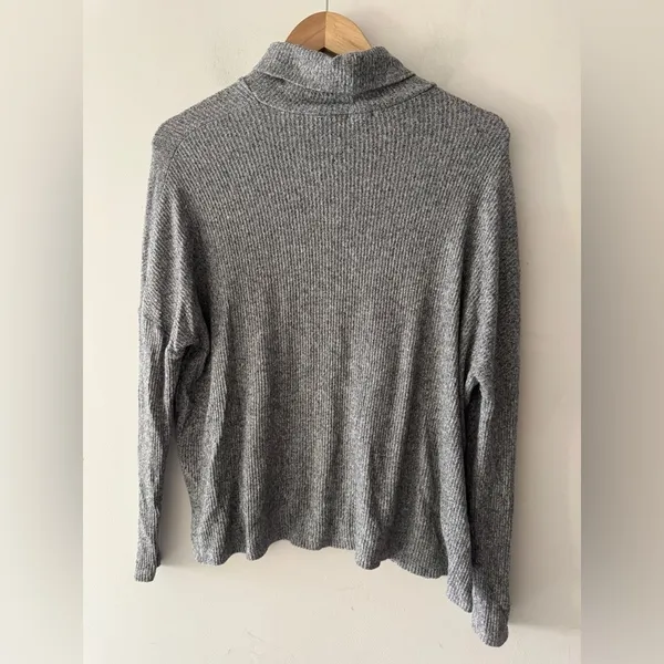 Aerie Charcoal Gray Super‎ Soft Ribbed Turtleneck Sweater - Image 3