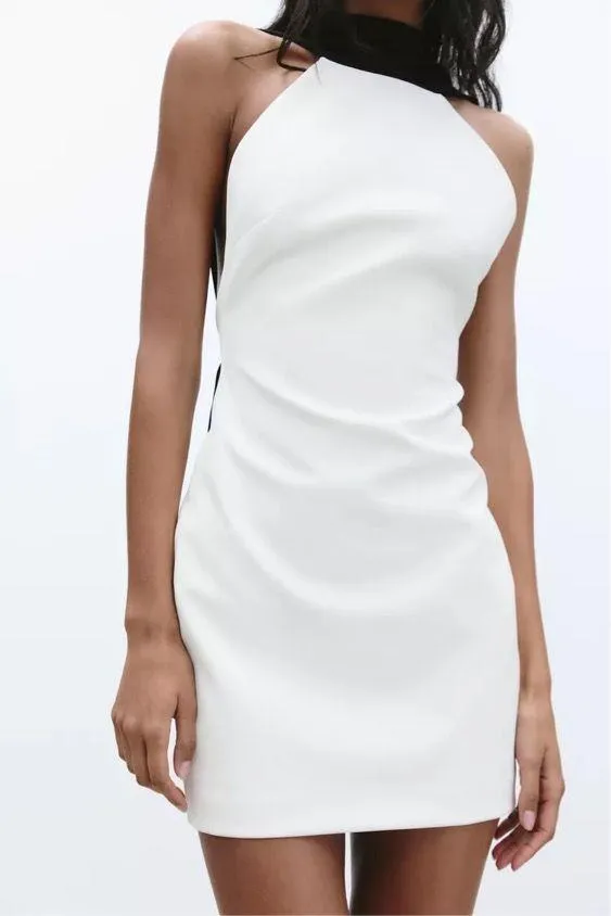 Zara mini bodycon Elegant Black and White Dress wedding holiday evening - Image 18