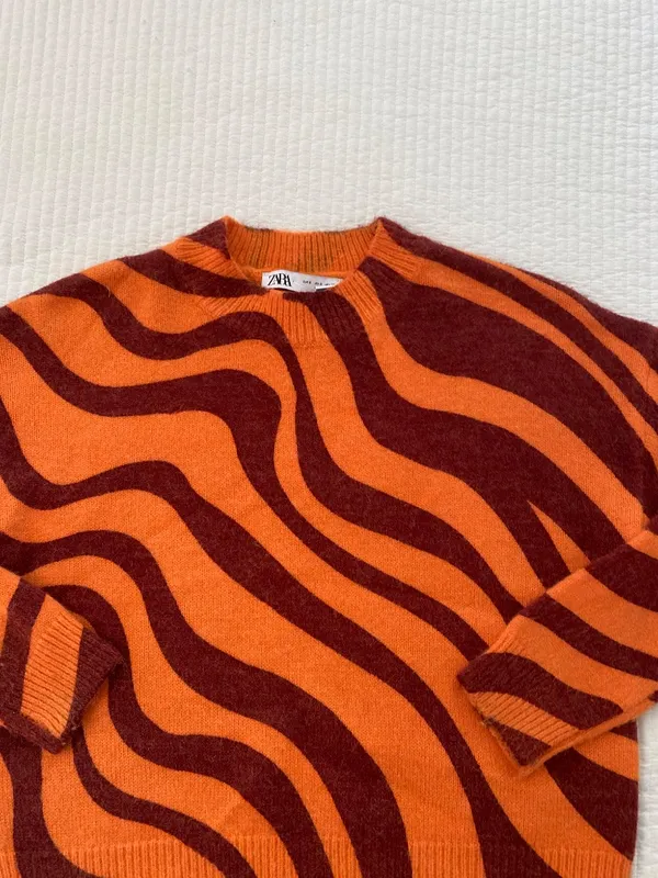 Orange and burgundy swirl Zara sweater - Image 2