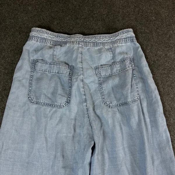 American Eagle Light Wash Lyocell Wide Leg Crop Drawstring Pants Blue 4 Short - Image 12