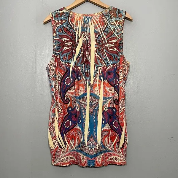 One World Size XL Embellished Sublimation Knit Boho Tunic Top Artsy Indie Sleaze - Image 5