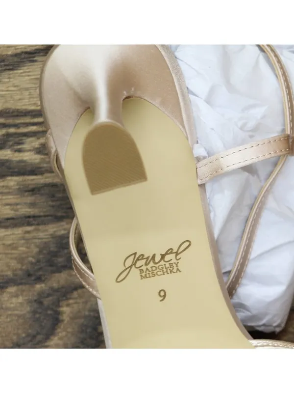 NWT Jewel Badgley Mischka Fanny Pearl Stiletto Heel Sandals Champagne Brown 9M - Image 16