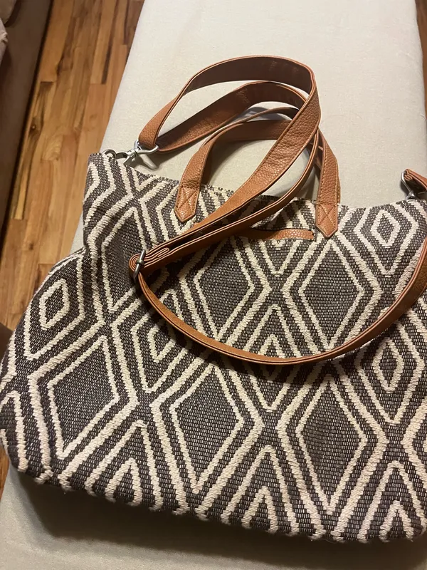 Thirty-One Gifts Aztec Geometric Cotton Tote | Convertible Shoulder/Crossbody Bag - Image 4