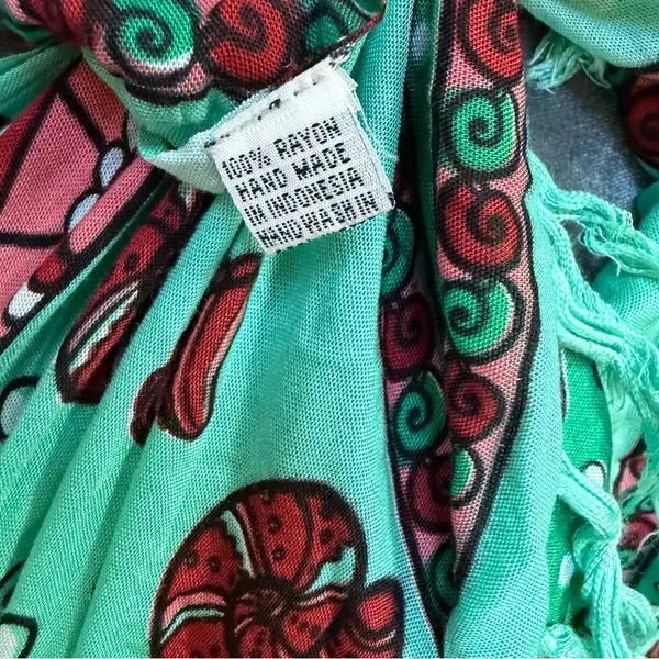 turquoise teal sarong pareo beach coverup turtle shell beach print towel blanket - Image 3