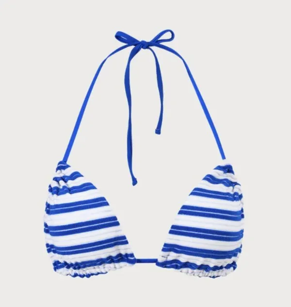 BERLOOK Navy Plush Texture Stripe Halter Bikini Top ONLY 16 - Image 8