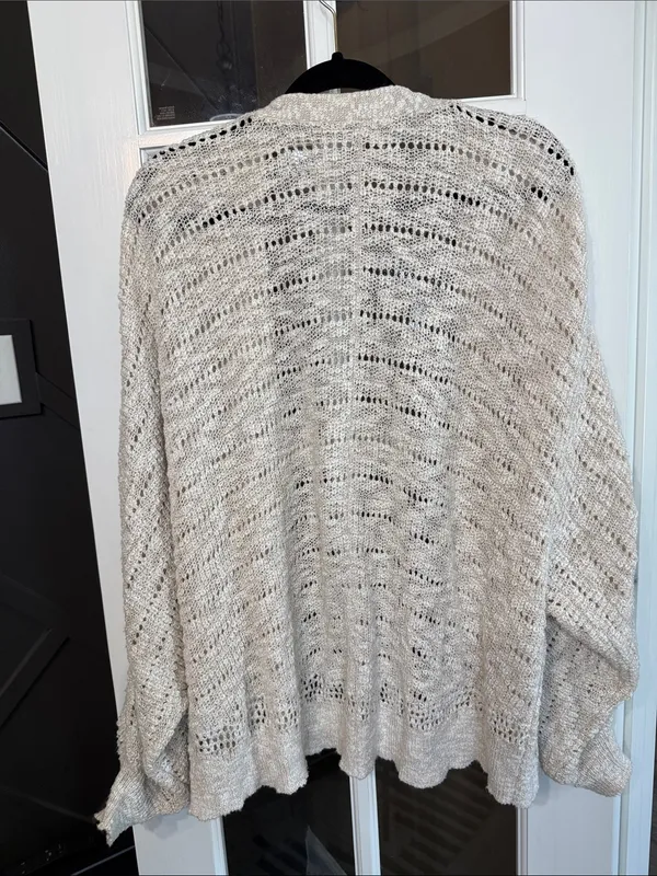 AMERICAN EAGLE Crochet Open-Front Cotton Knit Cardigan L/XL Coastal Cottagecore - Image 6