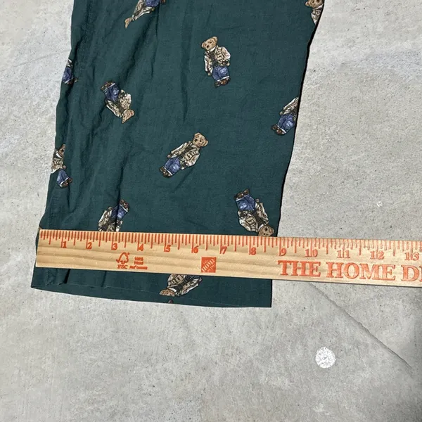 VTG Polo Ralph Lauren Polo Bear Pajama Pants Y2K AOP Men's SZ XL Green Preppy - Image 7