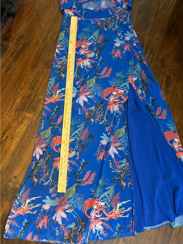 Akira Promise Falls Tie Front Open Midriff Maxi Dress Large - Image 8