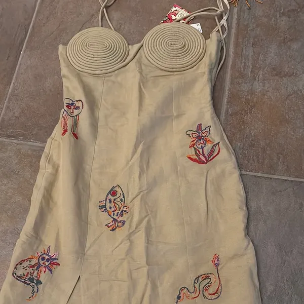 New with tags Farm Rio x Anthropologie embroidered linen dress XS - Image 8