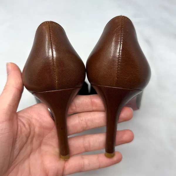 Christian Louboutin Vintage Simple Pump 85 Leather Low Mid Height Heels Brown 36 - Image 9
