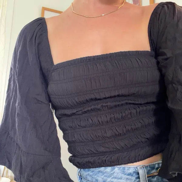 Honolulu Surf Co. black ruched top with bell sleeves #surf #beachwear - Image 2