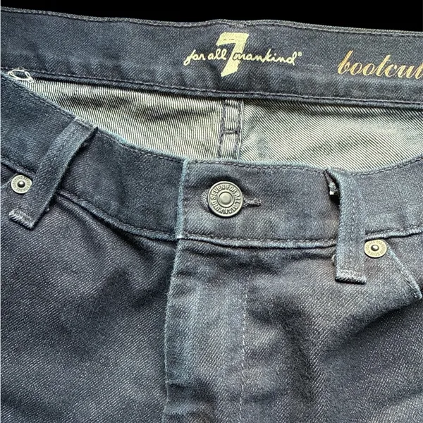 vintage 7 for all mankind low rise boot cut dark jeans 30 waist 28 inseam - Image 5