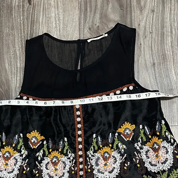 Floreat Black Sheer Floral Blouse Size 4 - Image 10