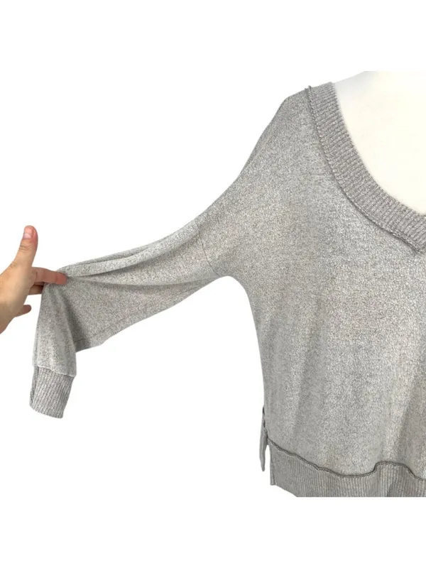 Altar'd State Gray Oversized V-Neck Knit Pullover Size Small Loungewear Cozycore - Image 3