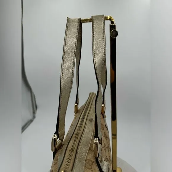 GUCCI Silver Trim Canvas Tote Bag - Image 4