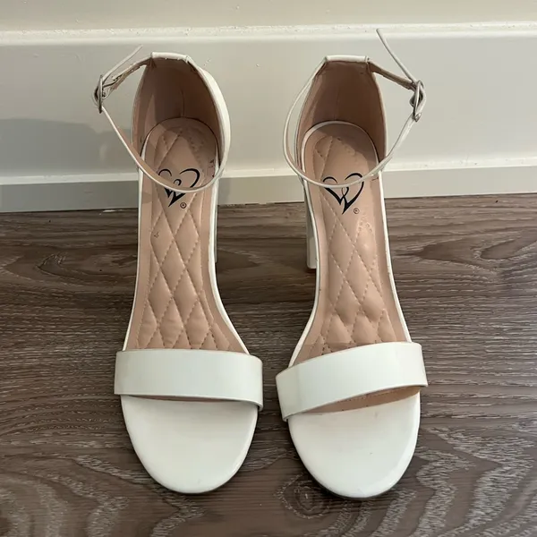 Windsor White Patent Ankle Strap Sandals Heels - Image 2