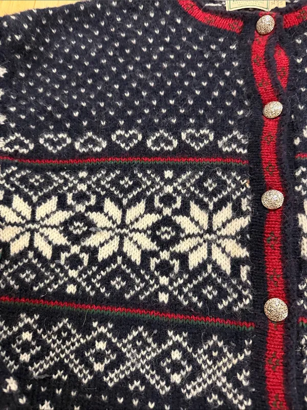 Vintage L.L. Bean Snowflake Wool Nordic Winter Cardigan Sz XL - Image 3