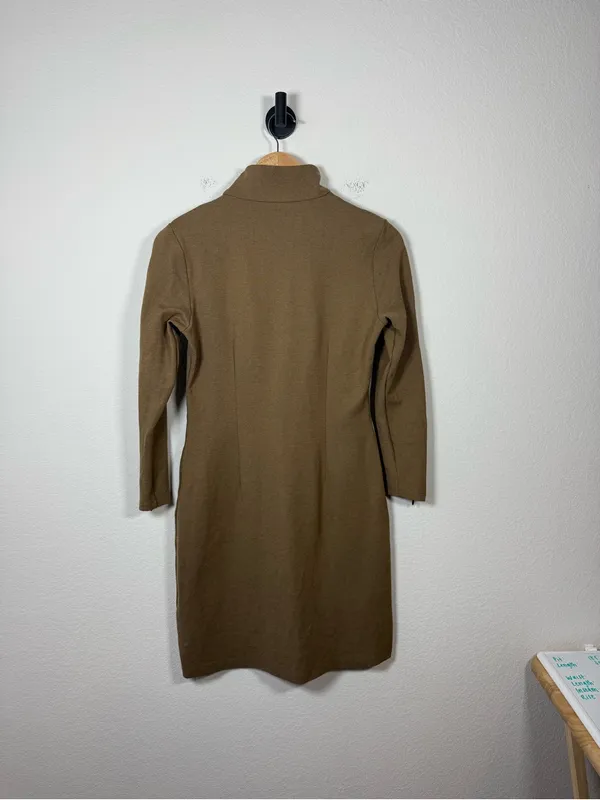 J. McLaughlin Bedford Ponte Quarter Zip Sheath Dress Brown Size S - Image 8