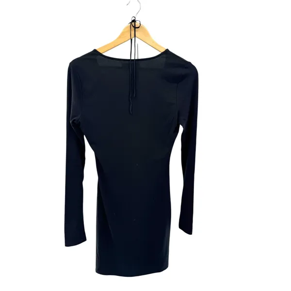 Reformation Vianna Black Long Sleeve Plunge Cutout Bodycon‎ Mini Dress XS - Image 5