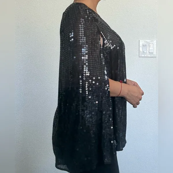 DKNY Black Sequin Women's elegant cape blazer - Image 11