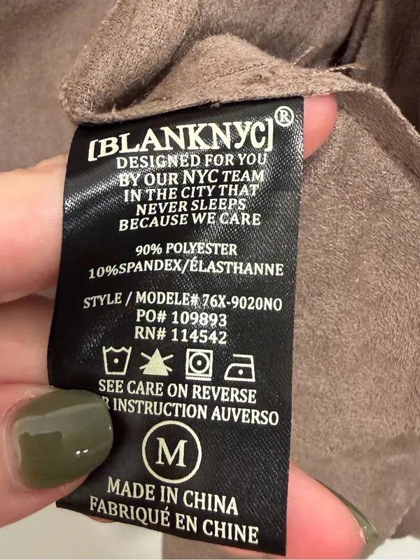 BLANKNYC Brown Faux Suede Draped Moto Jacket 76X-9020NO Womens Size Medium - Image 3