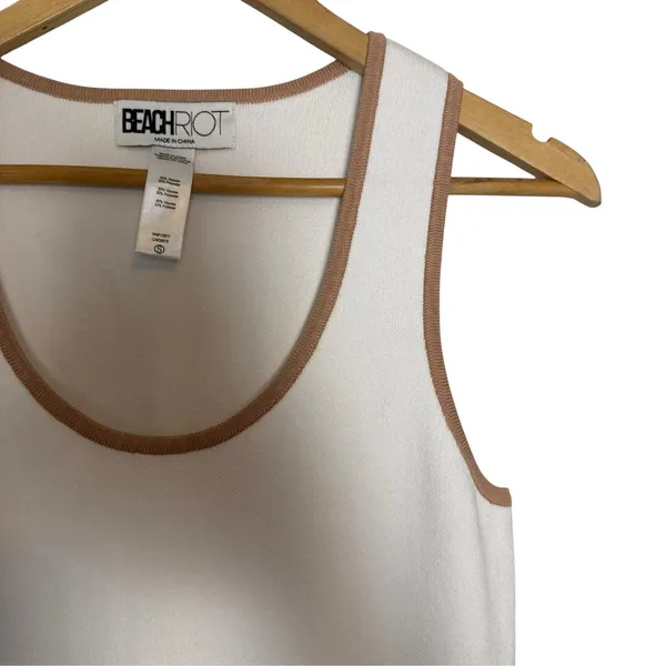 Beach Riot Solange White Almond Pleated Scoop Neck Athleisure Tennis Mini Dress - Image 9