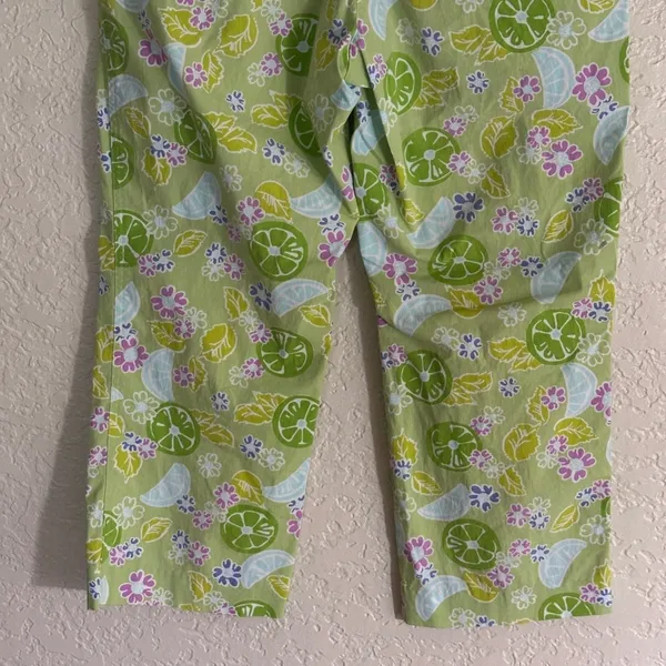 Lilly Pulitzer Crop Pants Green 6 Women Tropical Fruit Floral Print Stretch - Image 13