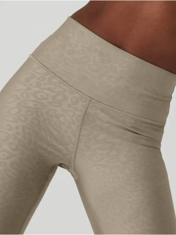 Alo Airlift High-Waist Leopard Debossed Leggings Gravel Tan Animal Print Hi-Rise - Image 3