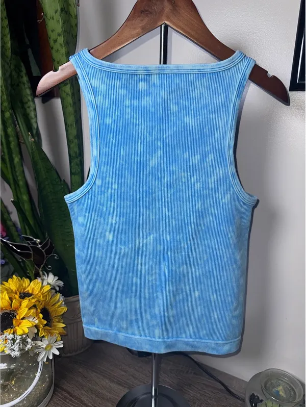 Zenana Washed Ribbed Seamless Button Up Tank Top - Image 2