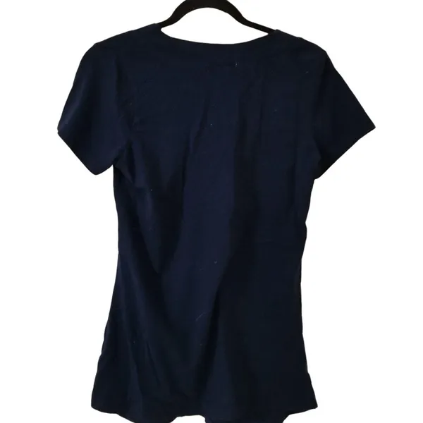 Ambiance Maternity Navy V-Neck Short Sleeve Maternity T-Shirt L Cotton Blend Str - Image 2