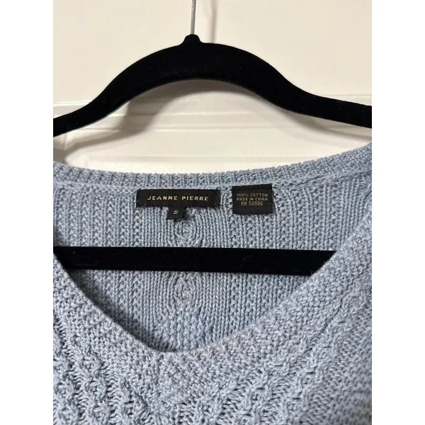 Jeanne Pierre 100% Cotton knit baby blue sweater - Image 2
