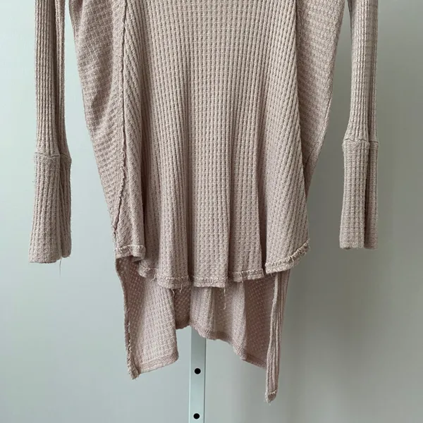JOLIE Cotton Boho Relaxed Fairy Slouchy Waffle Knit Tunic Top OS Pink - Image 5