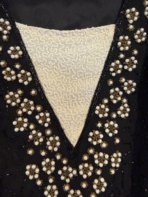 Papell Studio Silk Beaded Mini Cocktail Dress Black Size Small Embellished NWT - Image 3