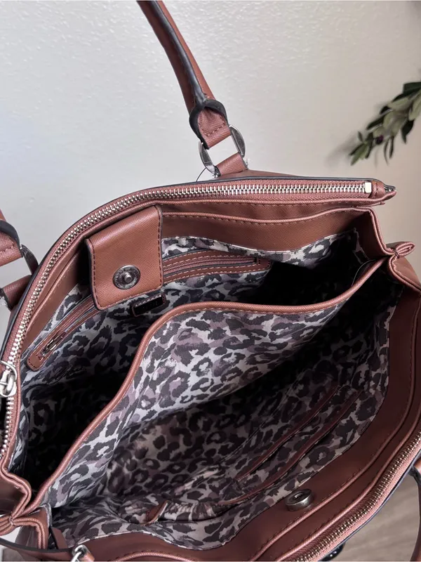 Guess Structured Brown Satchel Bag - Image 6