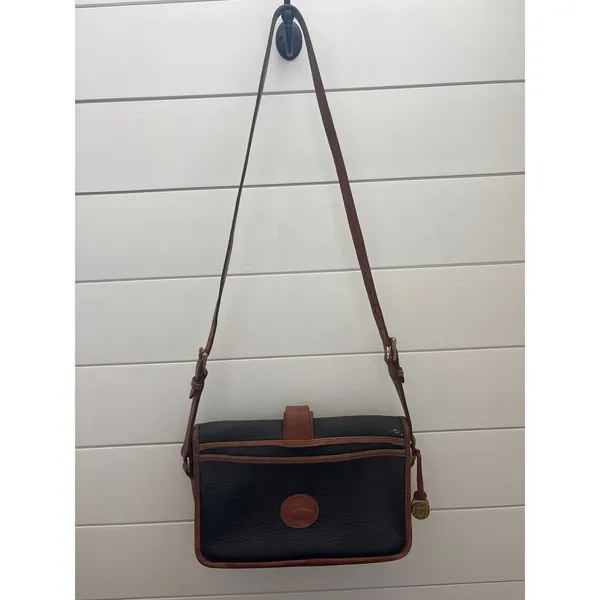 Dooney & Bourke Vintage All Weather Leather Crossbody Bag Black British Tan - Image 2