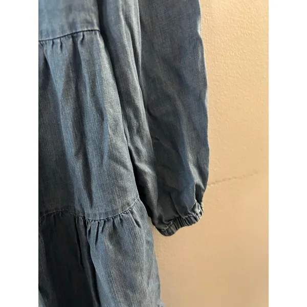 Casa Cabana Womens Chambray Dress XS Cowgirl Western Tiered Boho Long Sleeve - Image 5