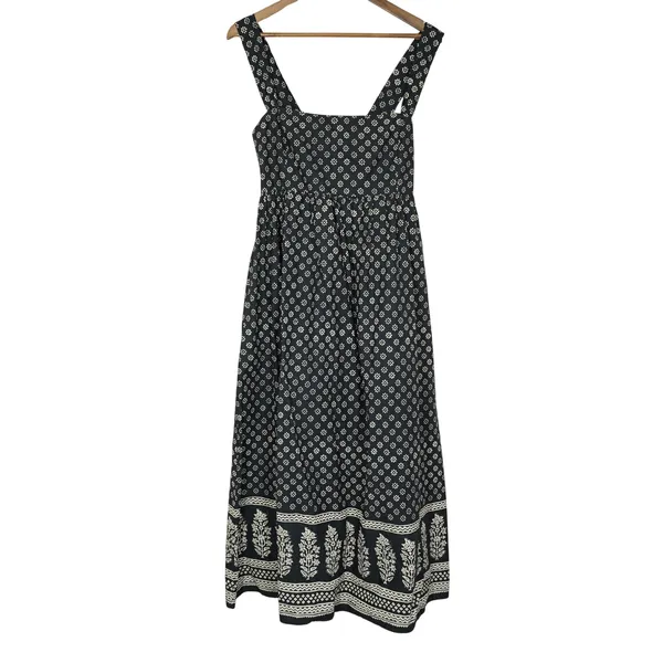 J. Crew Women's Size 8 NEW Black White Floral Block Print Cotton Midi Dress - Image 2