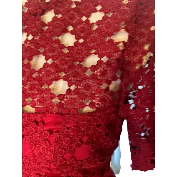 Lulus Burgundy Crochet Laced Bodycon Midi Dress Size S/ Party/ Cocktail/Formal - Image 10