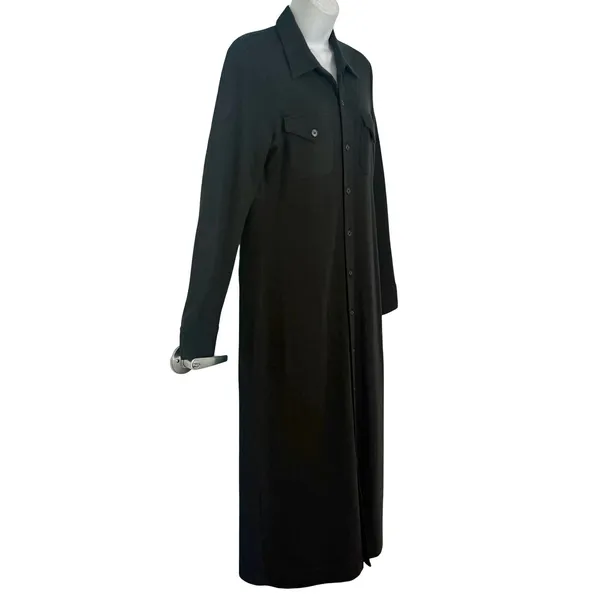 Lauren Ralph Lauren Black Wool Blend Long Sleeve Button Collar Midi Dress size M - Image 9