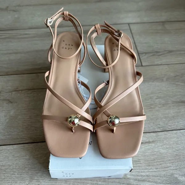 A New Day Phoebe Strappy Ball Ornament Square Block Heels - Tan - Image 6