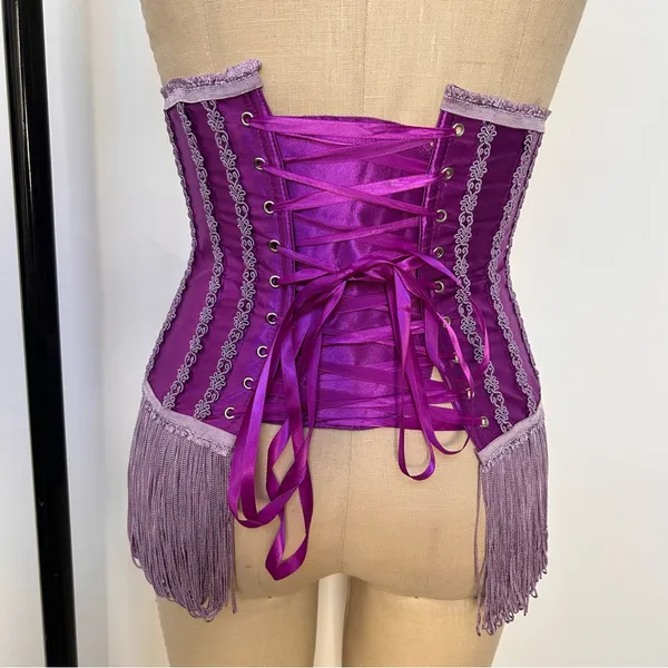 Elegant Purple Corset with Fringe - Image 3
