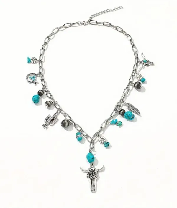 Southwestern turquoise and silver necklace and bracelet set - Image 9