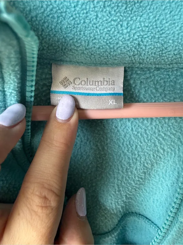Columbia Aqua Blue Full Zip Fleece Jacket Women’s XL Soft Outdoor Cozy - Image 4