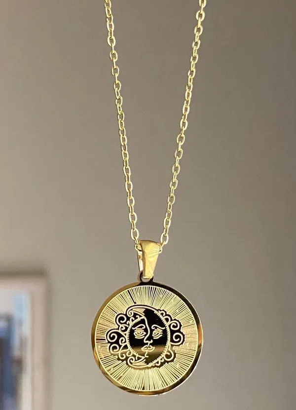 Handmade fully gold stainless steel celestial whimsical vintage moon necklace🌟 - Image 2
