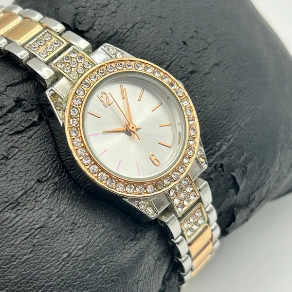 Women’s Two-tone Silver and Rose-gold Crystal Accented Analog Watch Working - Image 3