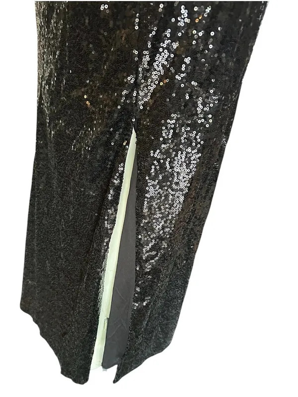 Monvelli Sequin Halter Open Back Slip Dress Black Size 2 NWT - Image 6