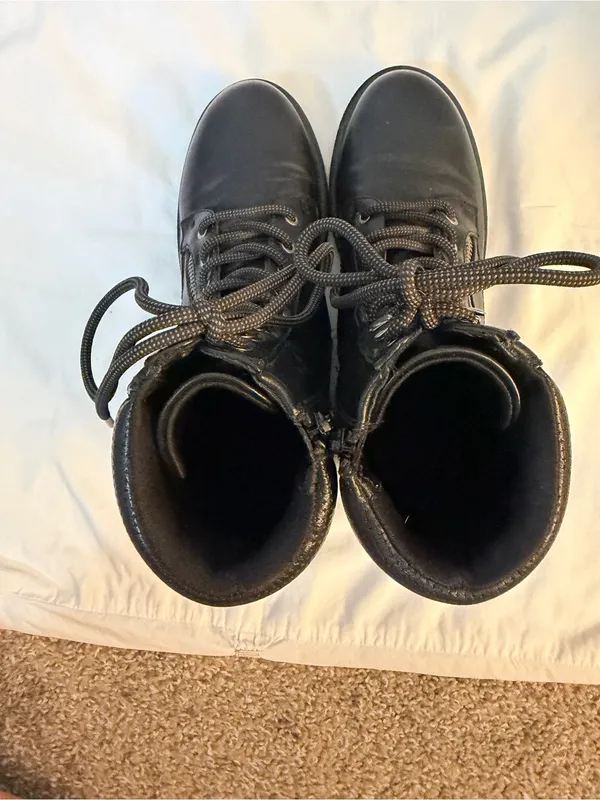 BareTraps Black Lace-Up Ankle Boots with Side Zipper Detail - Image 5